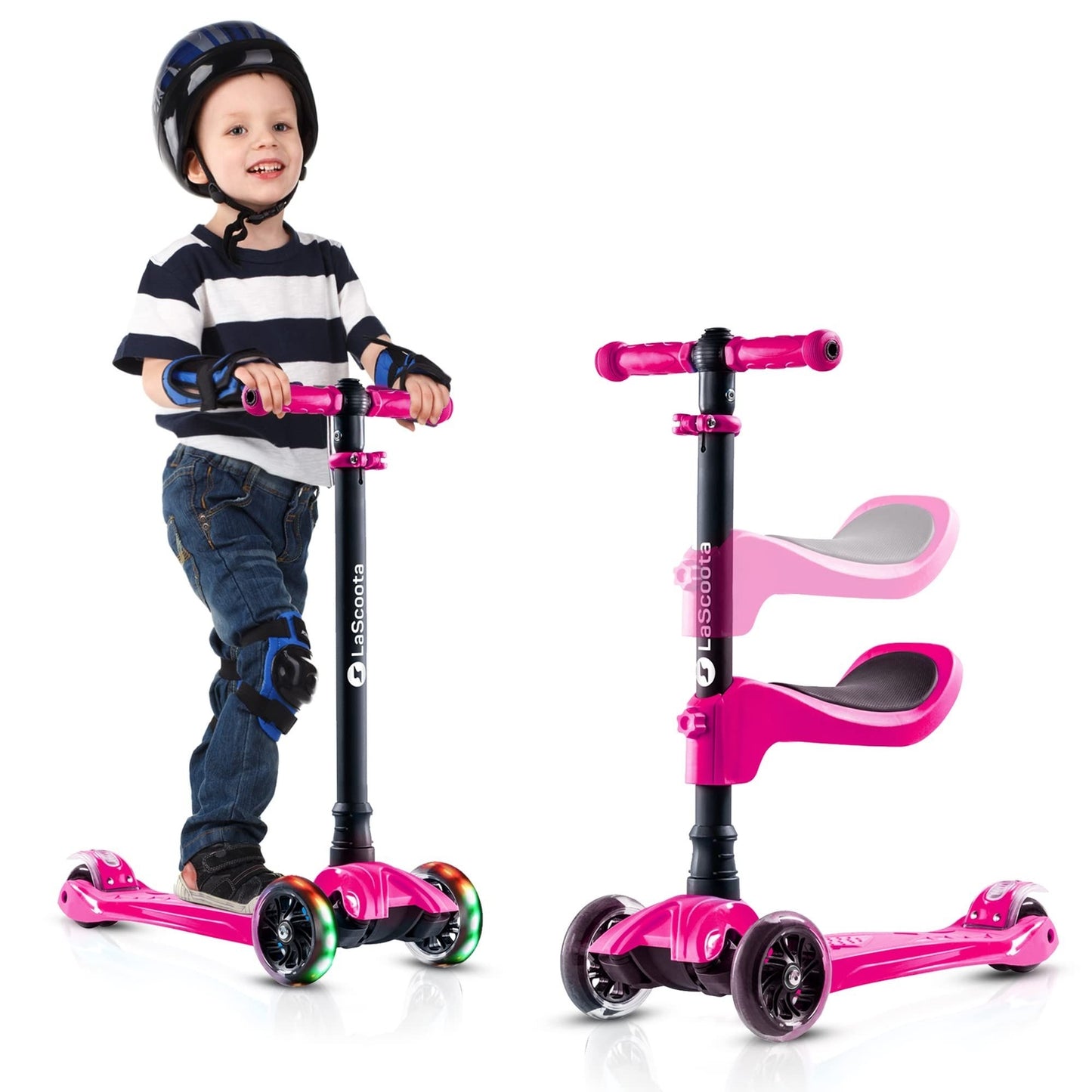 2-in-1 Kids Kick Scooter - Pink