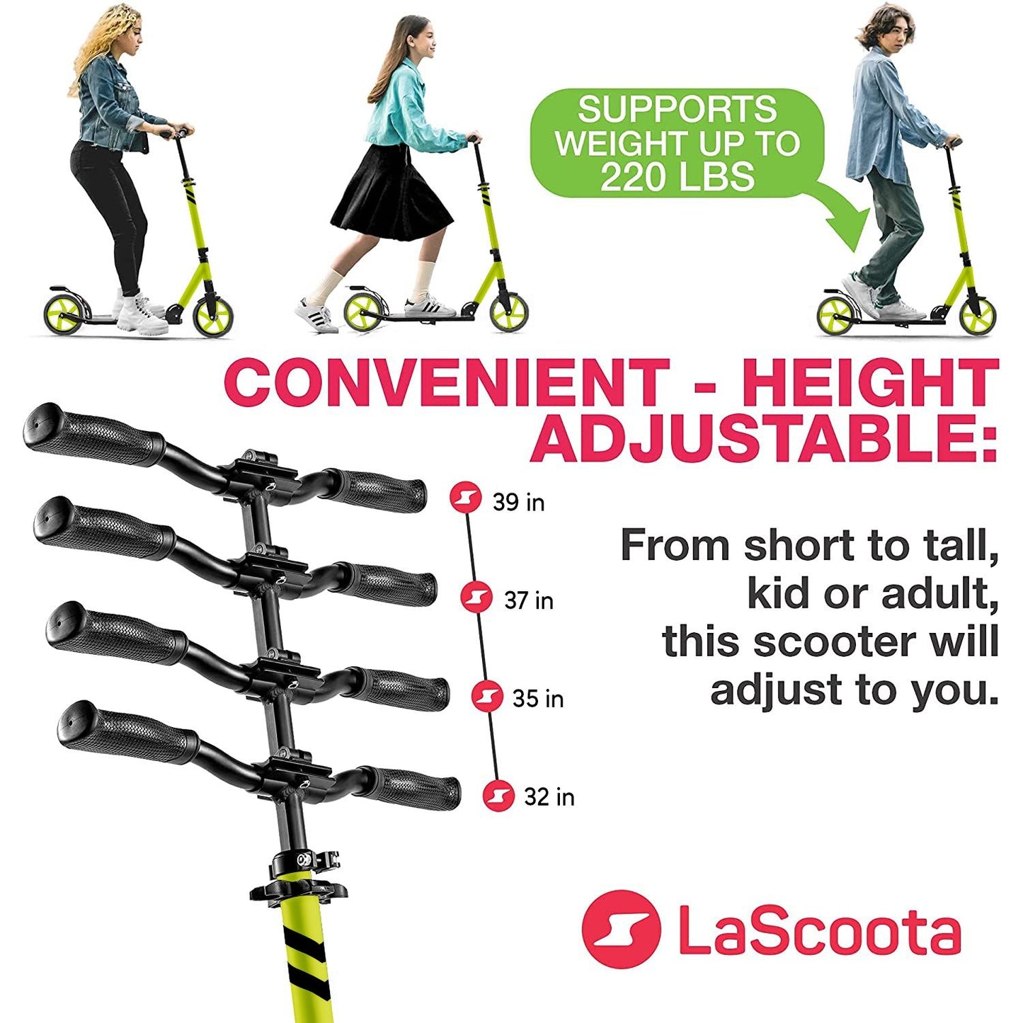 Kick Scooter for Adults & Teens - Neon Green