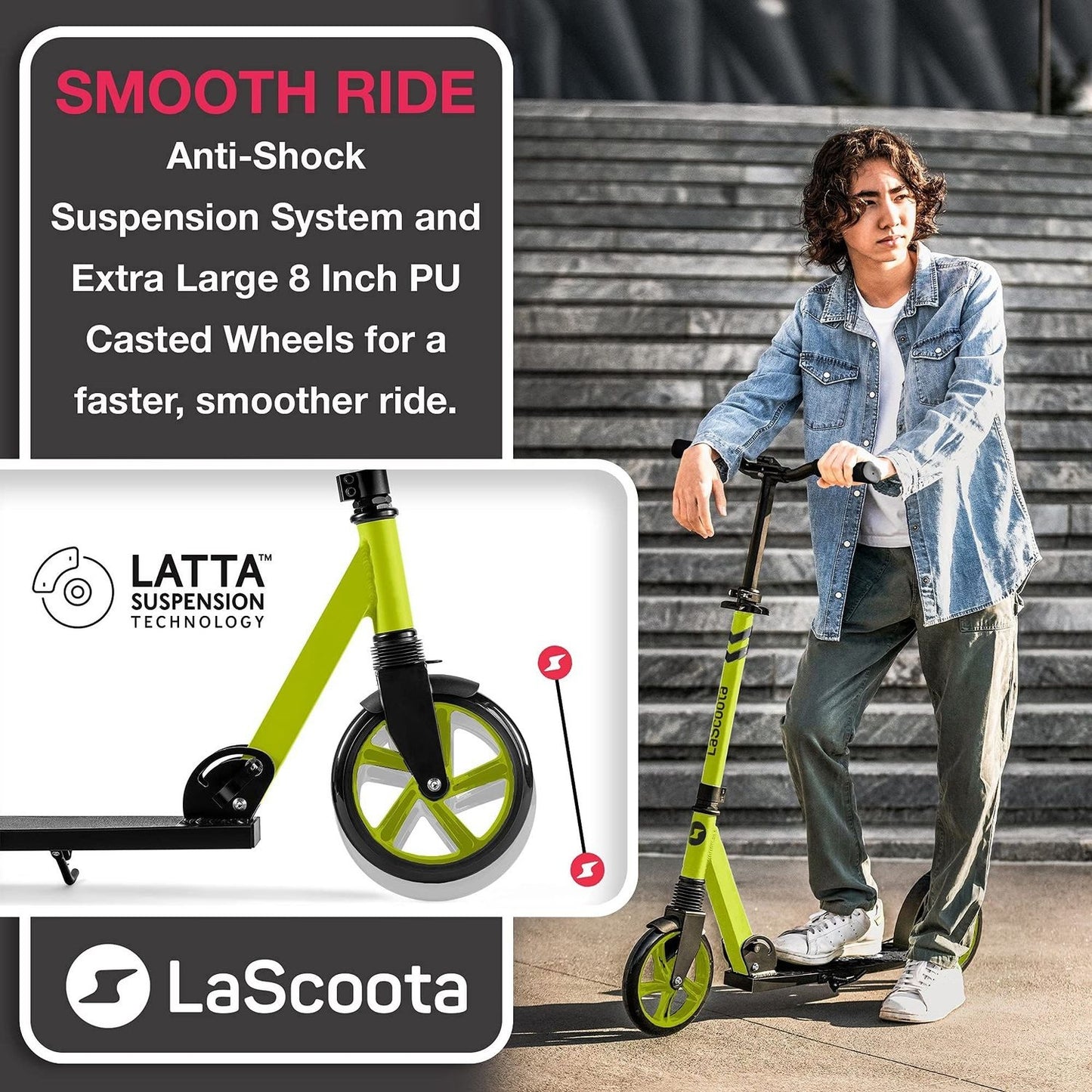 Kick Scooter for Adults & Teens - Neon Green
