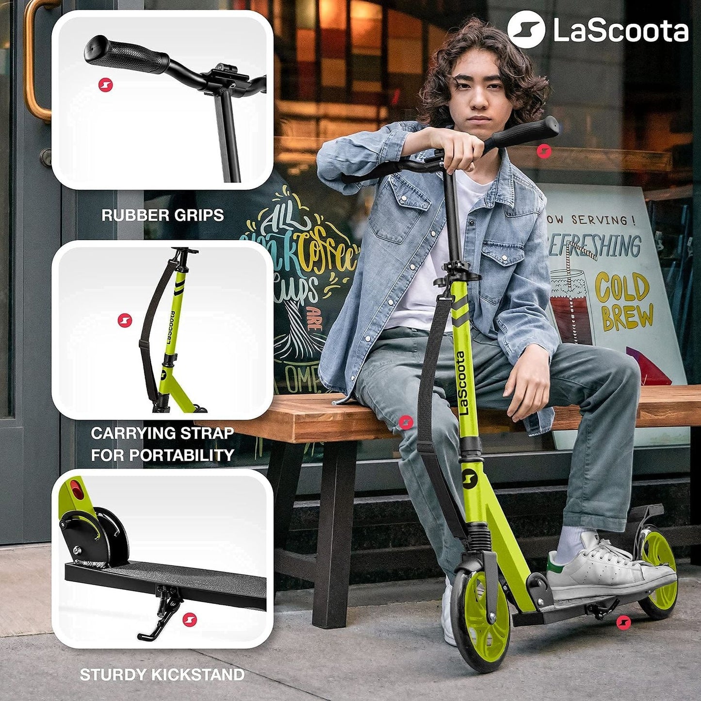 Kick Scooter for Adults & Teens - Neon Green