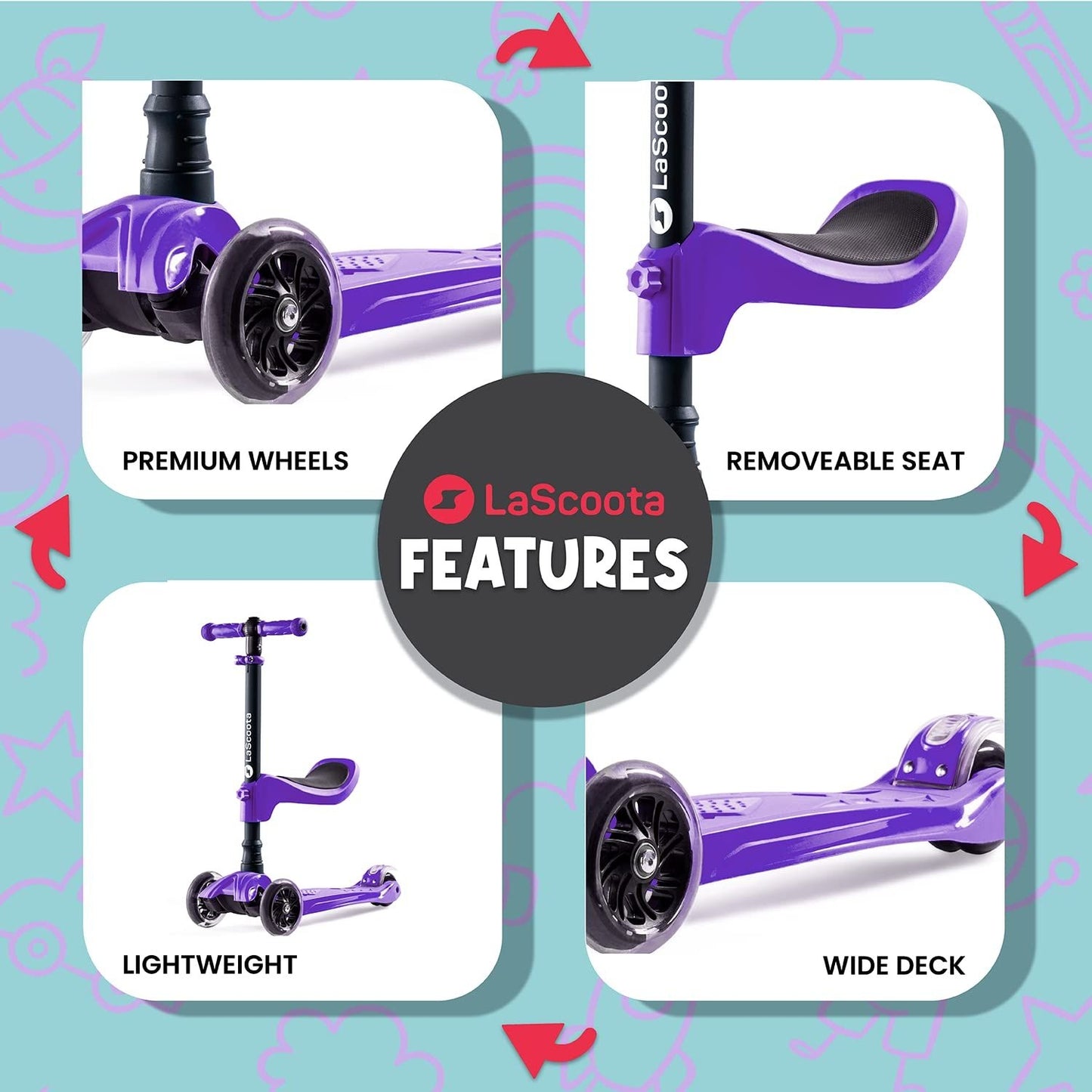 2-in-1 Kids Kick Scooter - Purple