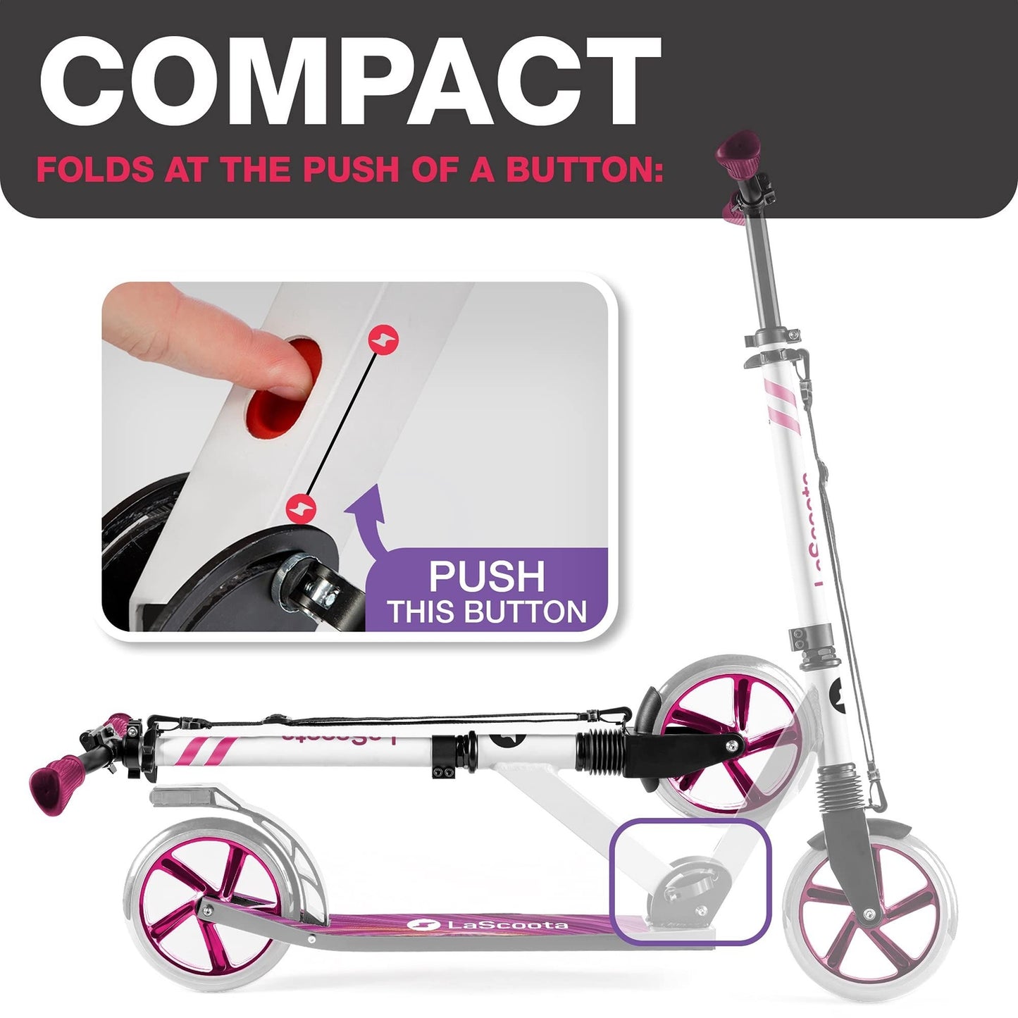 Kick Scooter for Adults & Teens - Pink