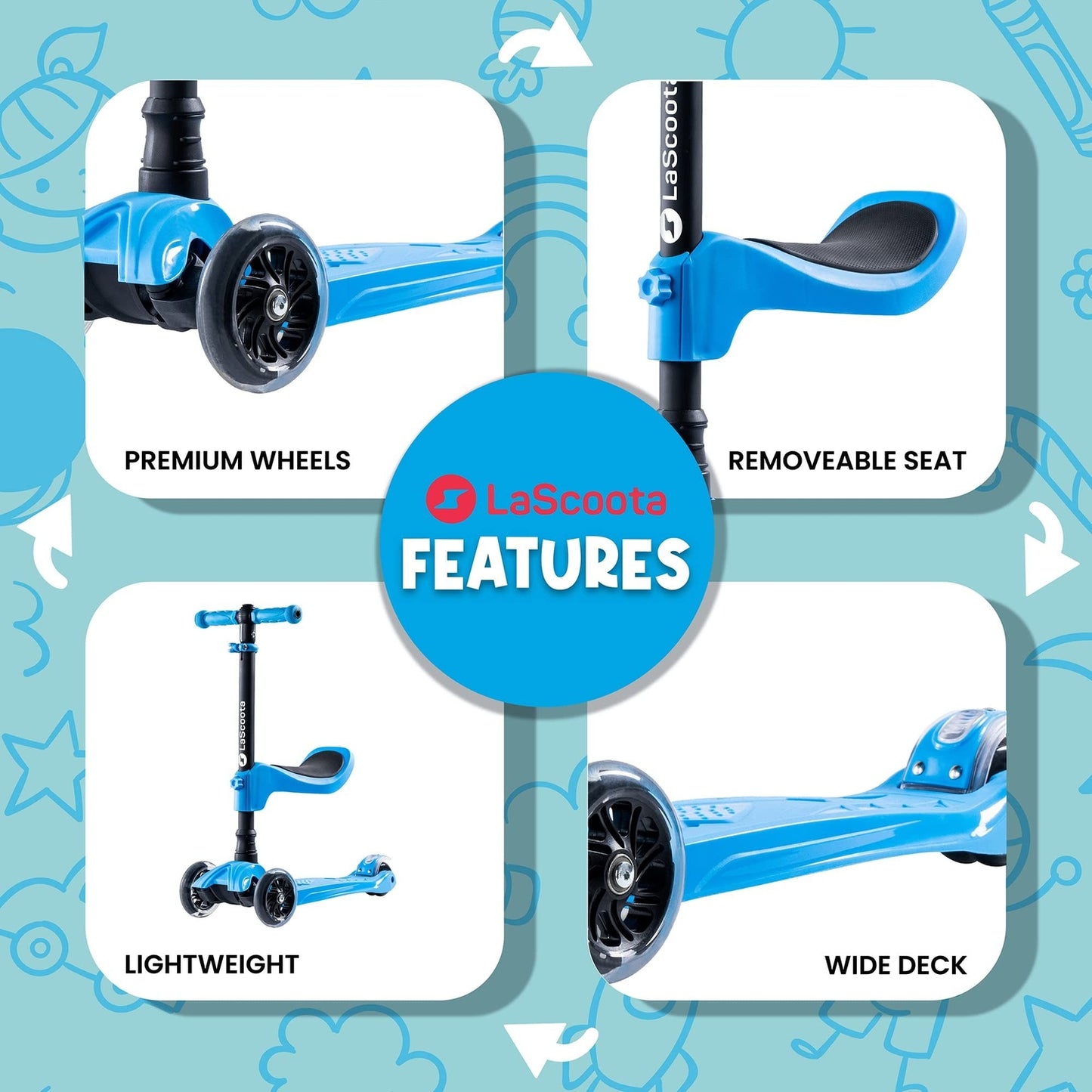 2-in-1 Kids Kick Scooter - Blue