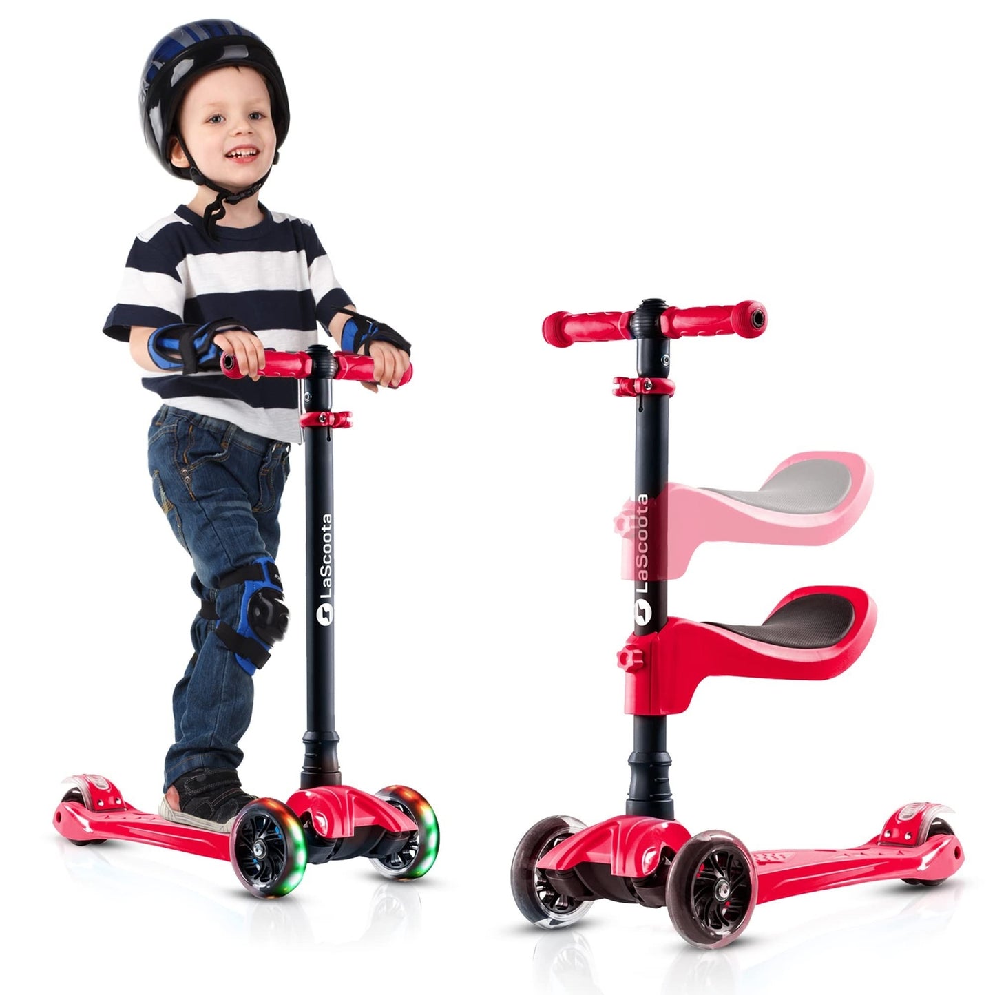 2-in-1 Kids Kick Scooter - Red
