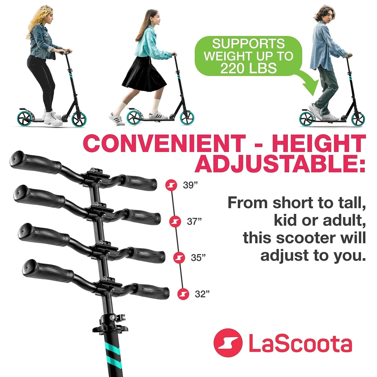 Kick Scooter for Adults & Teens - Aqua