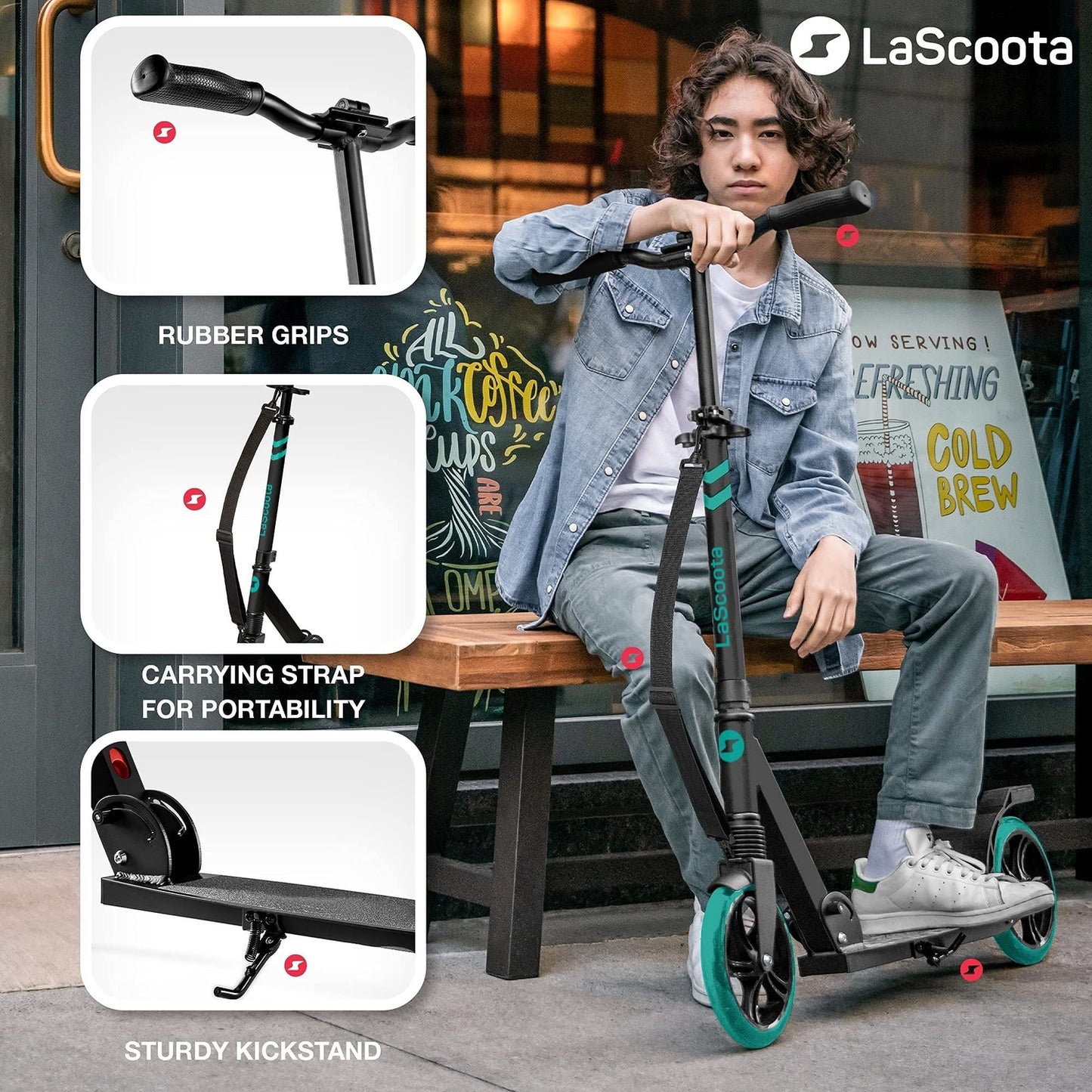 Kick Scooter for Adults & Teens - Aqua