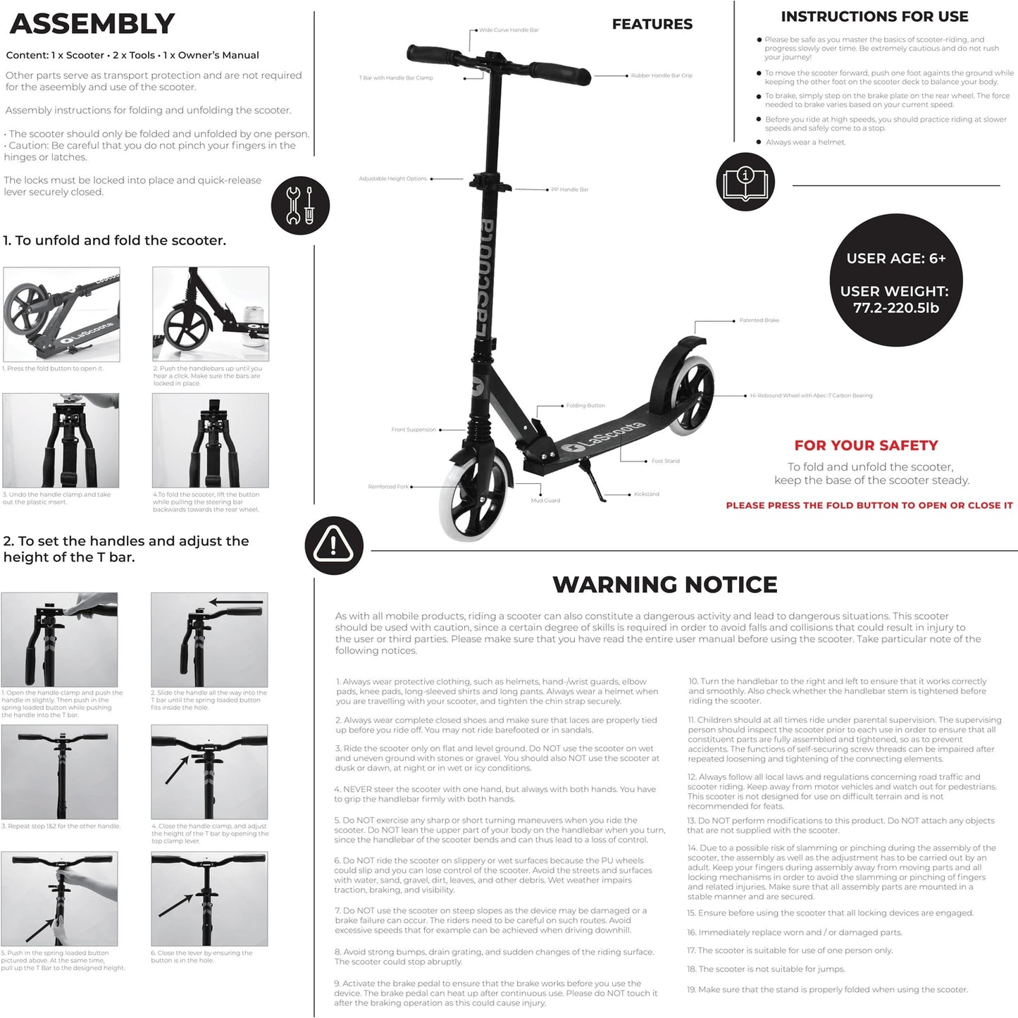 Kick Scooter for Adults & Teens - Aqua