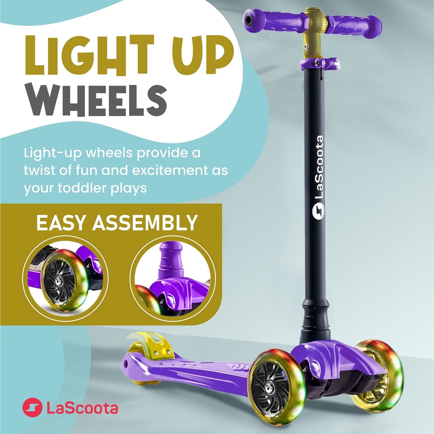 2-in-1 Kids Kick Scooter - Purple Yellow