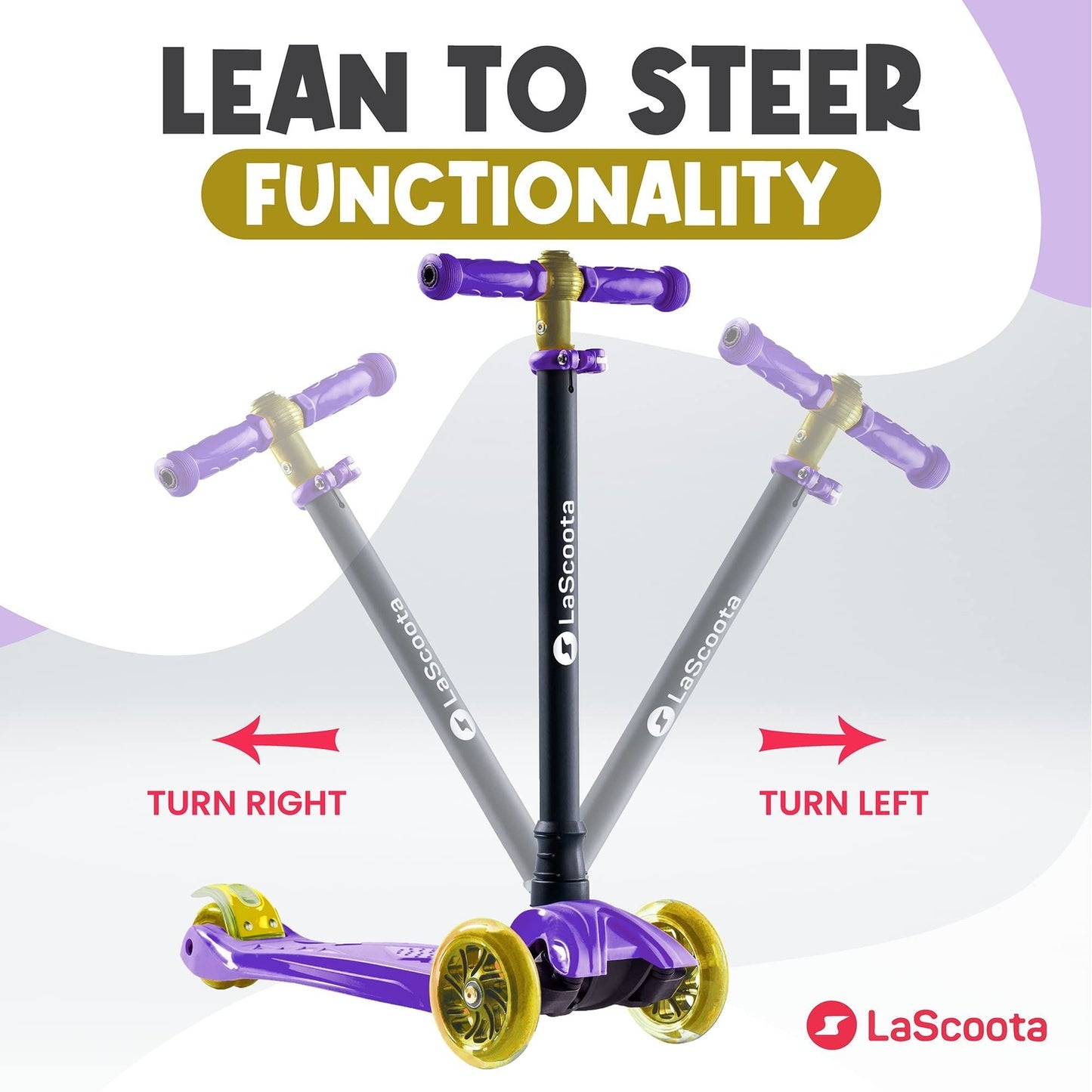 2-in-1 Kids Kick Scooter - Purple Yellow