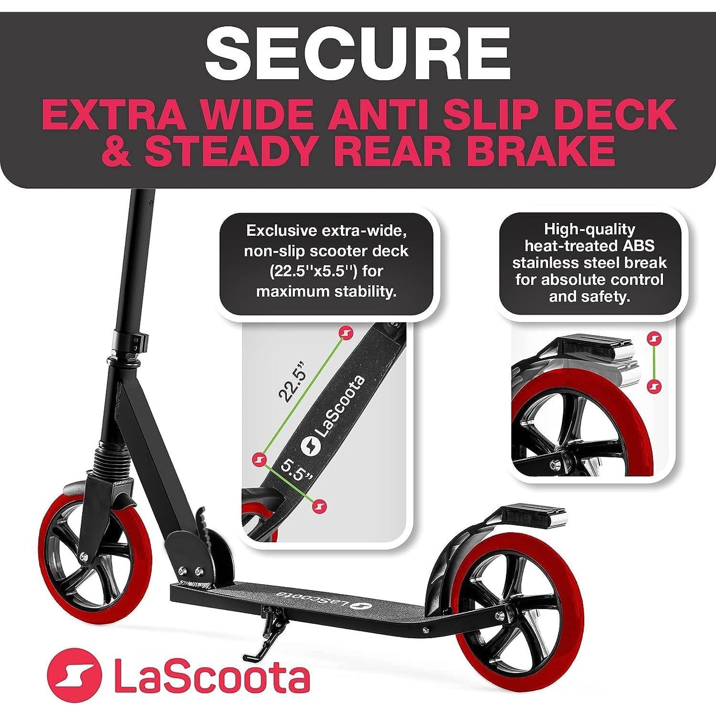 Kick Scooter for Adults & Teens - Red