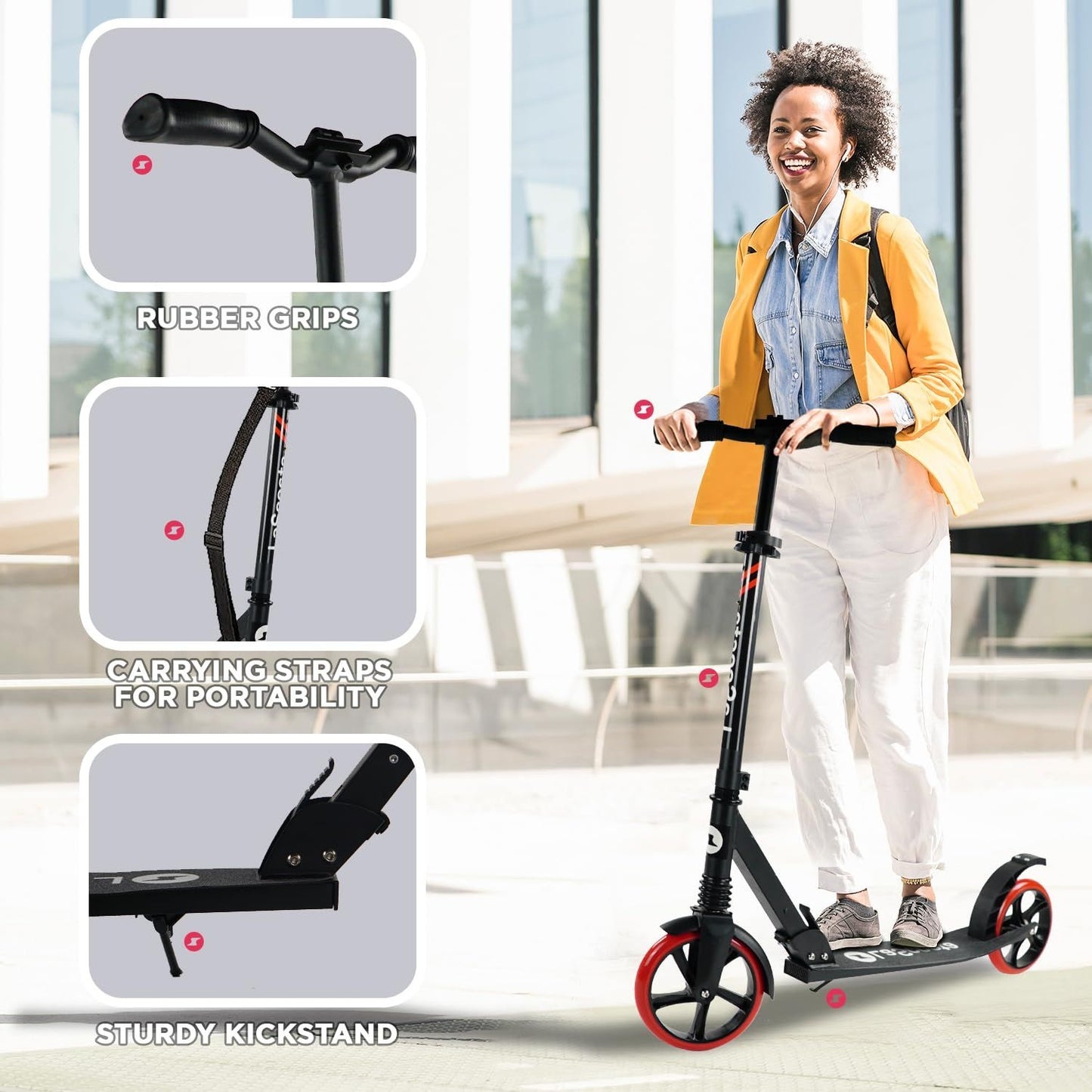 Kick Scooter for Adults & Teens - Red