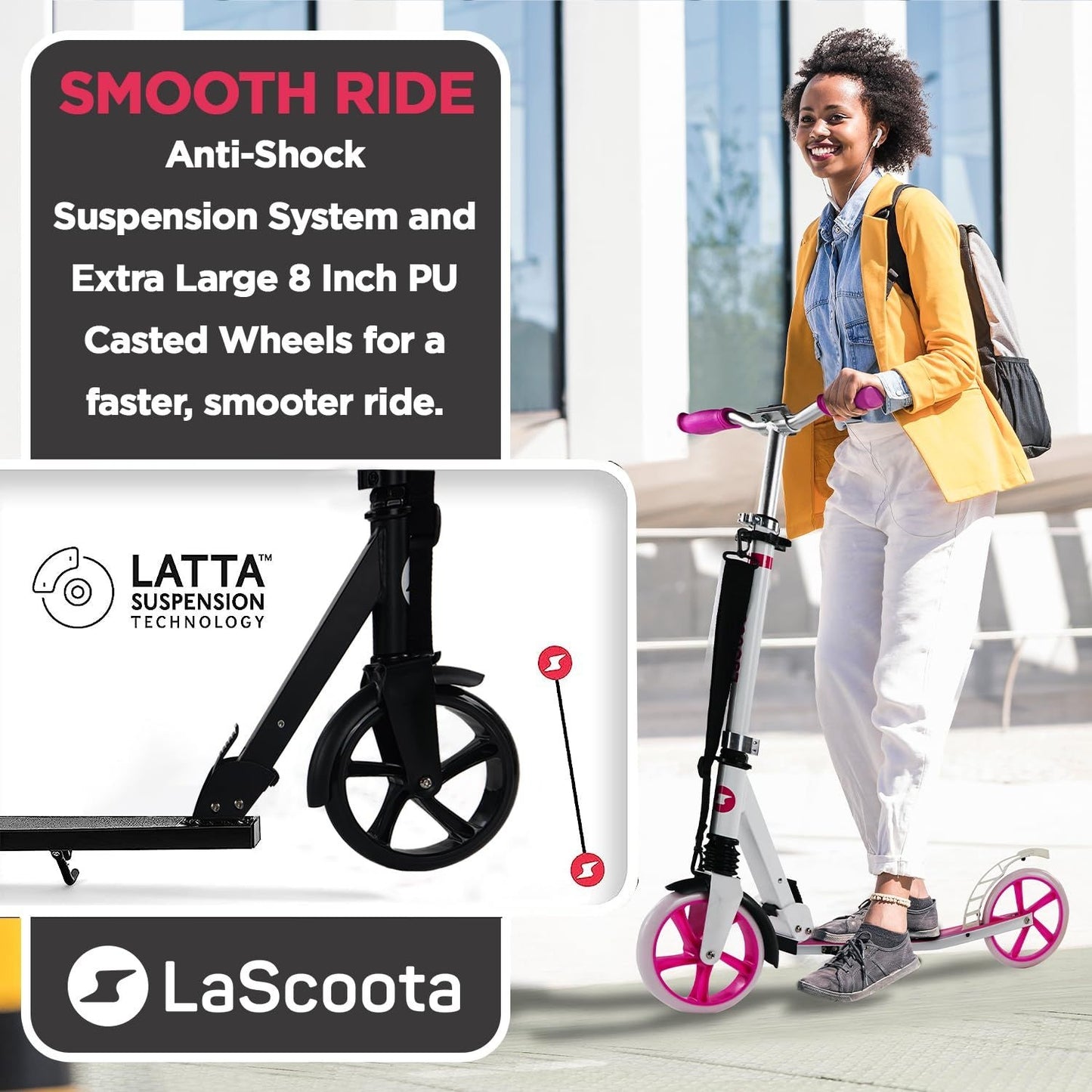 Kick Scooter for Adults & Teens - Pink