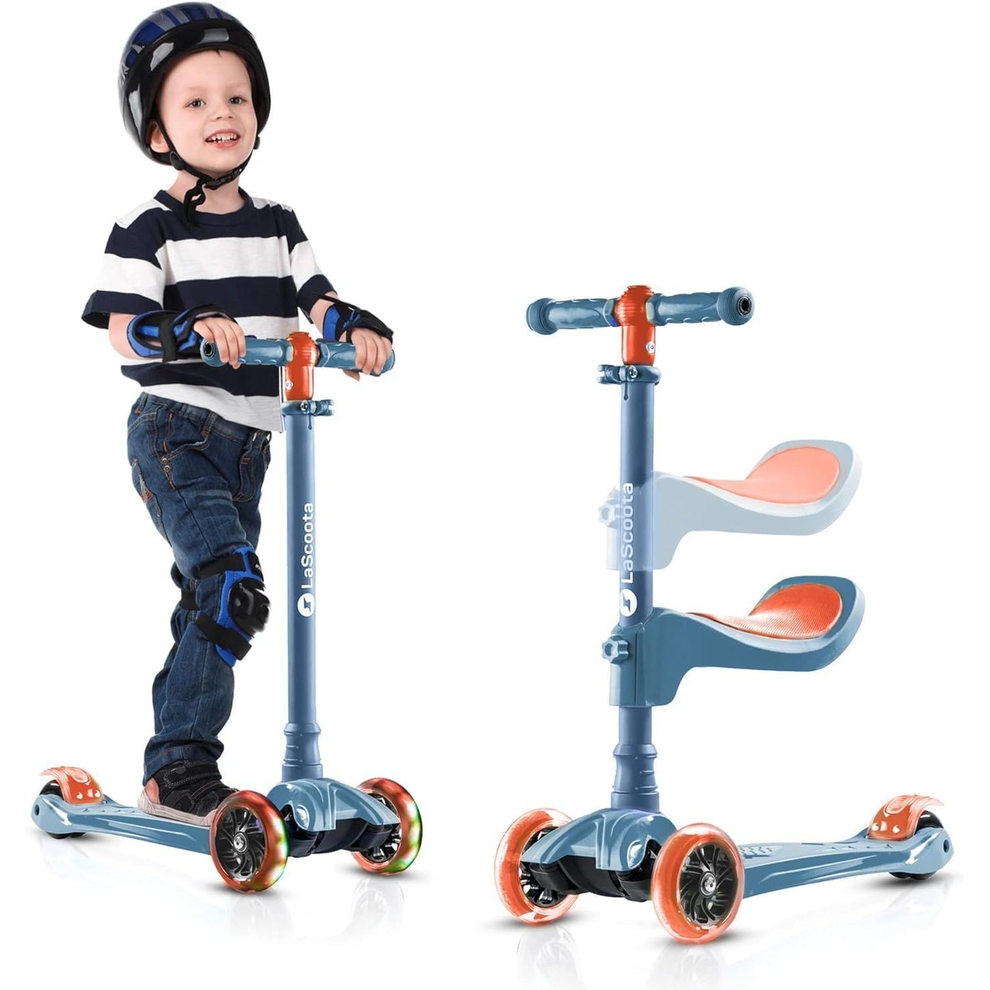 2-in-1 Kids Kick Scooter - Sky Blue